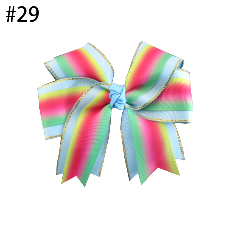 Happy Girls 4.5\" Rainbow Cheer Hair Accessories Bow Clip colorfu