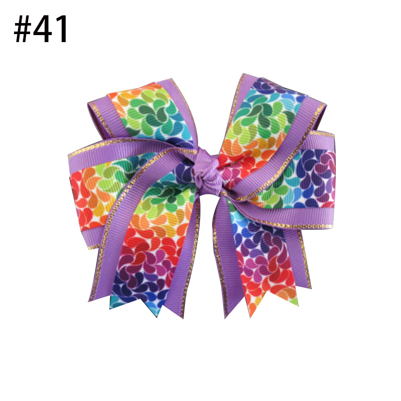 Happy Girls 4.5" Rainbow Cheer Hair Accessories Bow Clip colorfu