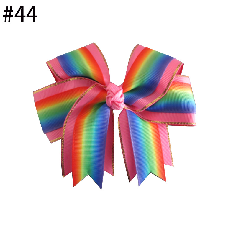 Happy Girls 4.5" Rainbow Cheer Hair Accessories Bow Clip colorfu
