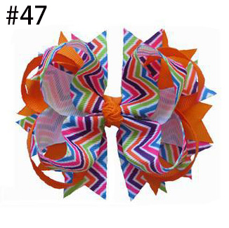 Happy Girl Hair Accessories Rainbow 4.5\" Blossom Bow Clip ribbo