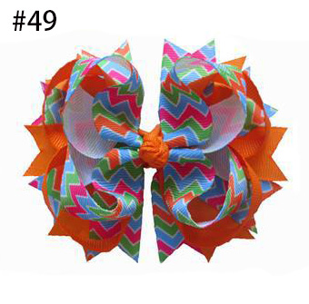 Happy Girl Hair Accessories Rainbow 4.5" Blossom Bow Clip ribbo