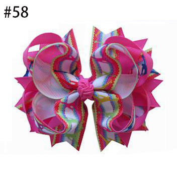 Happy Girl Hair Accessories Rainbow 4.5\" Blossom Bow Clip ribbo