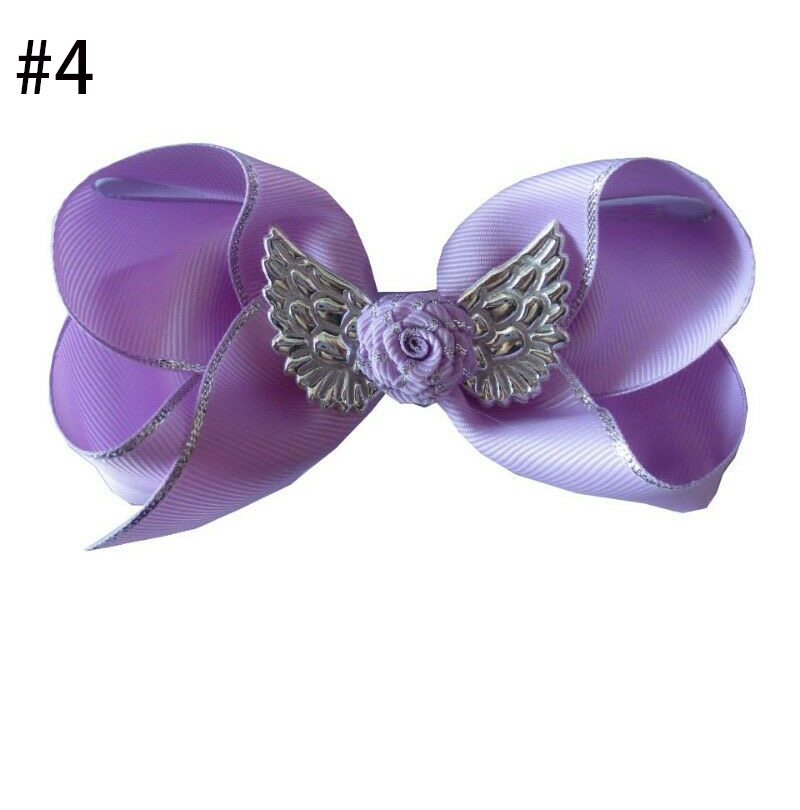 cute baby Girl Boutique 4.5" ABC Hair Bow Clip Angel Wing Access