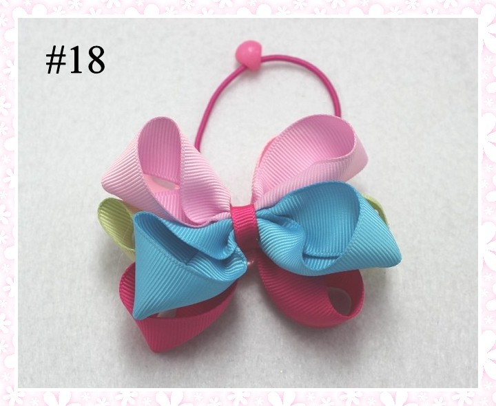 3.5'' colorful ball ponytail bows girl hair holder