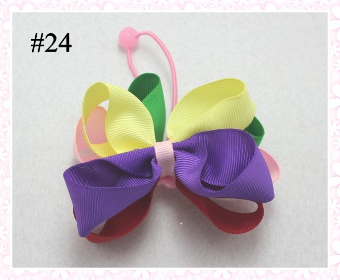 3.5\'\' colorful ball ponytail bows girl hair holder