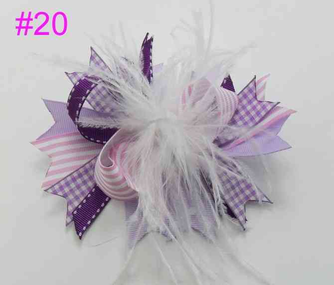 fashion boutique girl hair bows feather bows baby hair clips