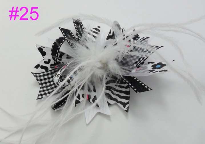 fashion boutique girl hair bows feather bows baby hair clips