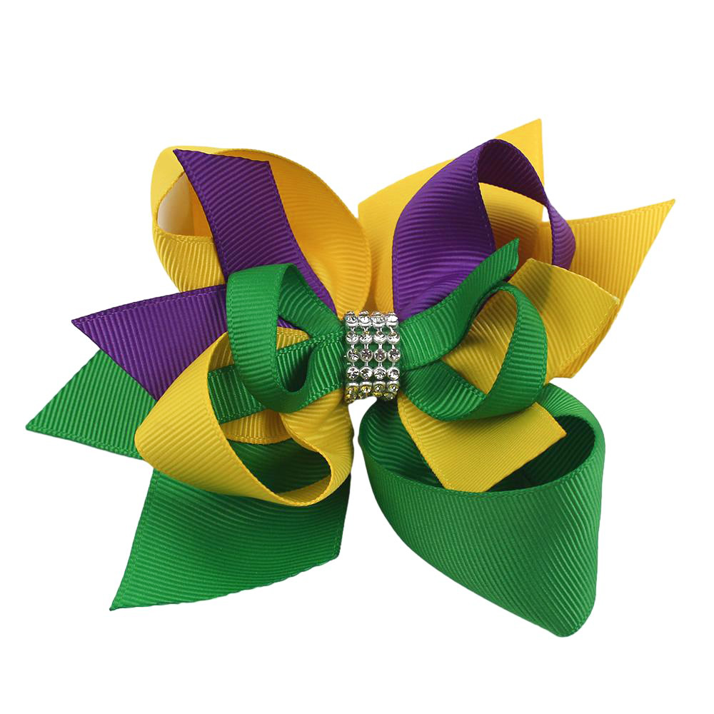 Mardi Gras inspired hair bow purple hair bow green party hair b