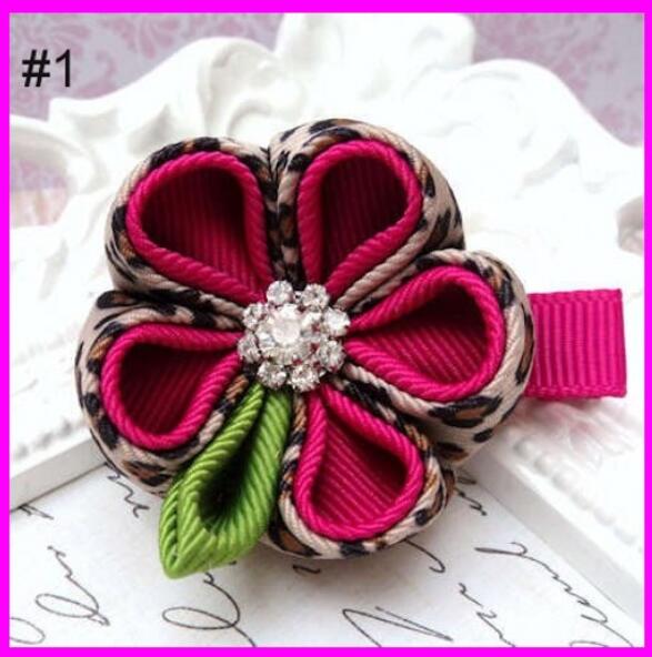 2\'\'kanzashi flower hair clips badge reel hair clips