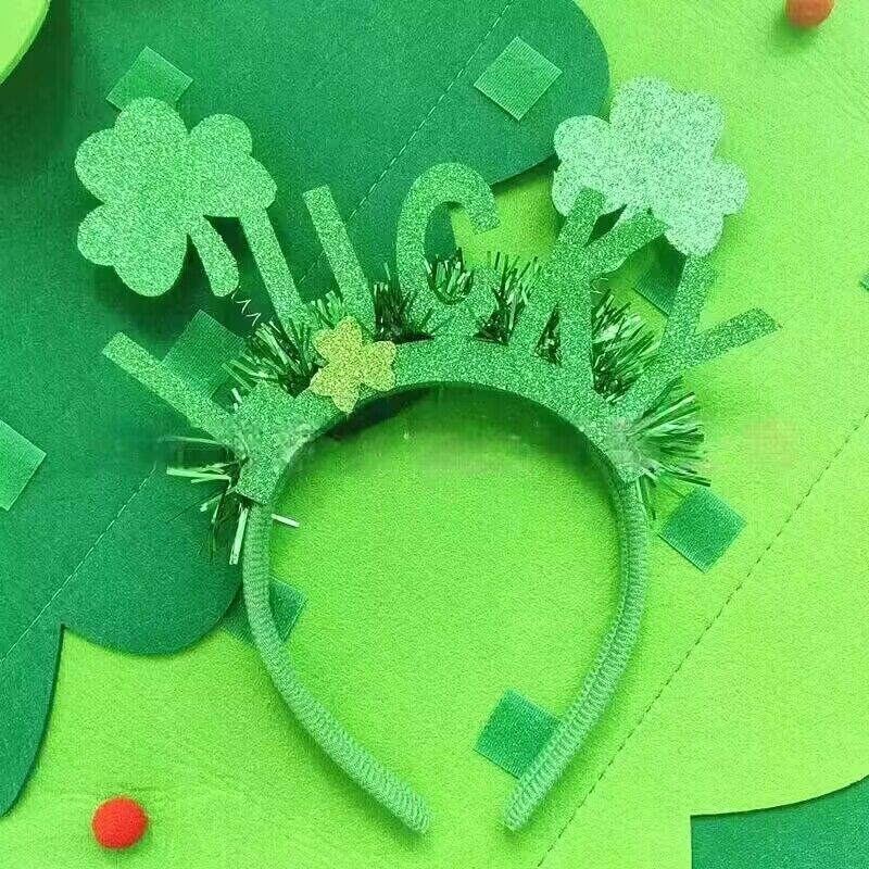 Saint Patrick\'s Day Headband Clover Leaf Bopper Green Glittery